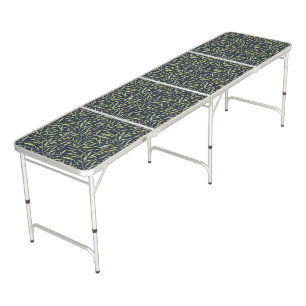 Serene Green Leafy Vines with Pink Flowers Beer Pong Table