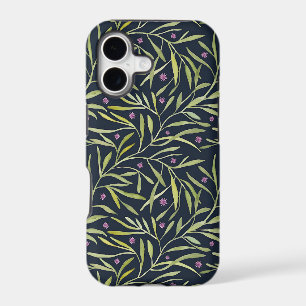 Serene Green Leafy Vines with Pink Flowers iPhone 17 Case