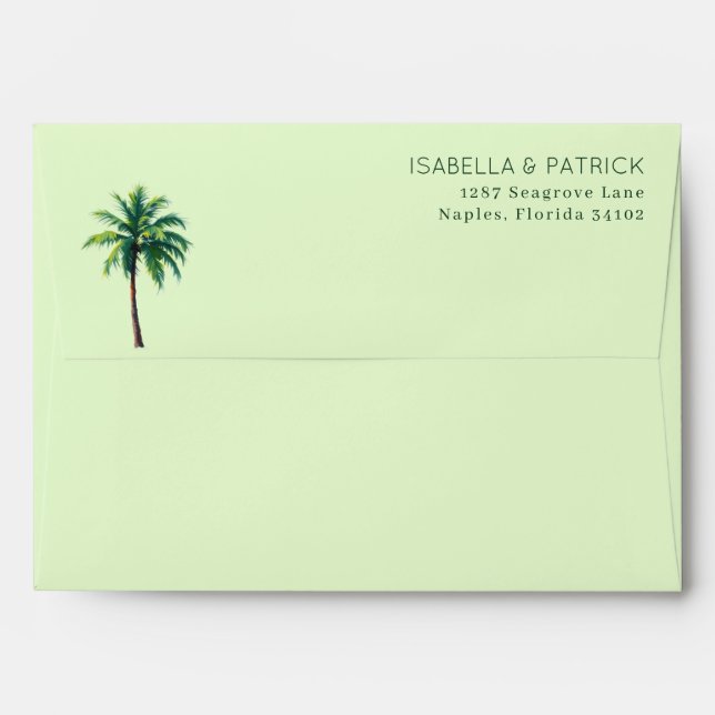 Serene Green Minimalist Palm Tree Envelope (Back (Top Flap))