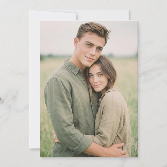 Serene Green Nature Photo Invitation (Front)