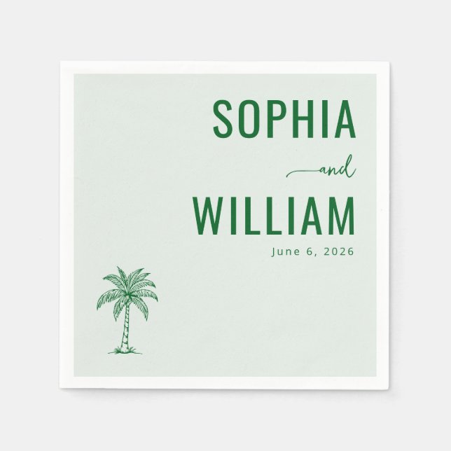 Serene Green Palm Tree Napkins (Front)