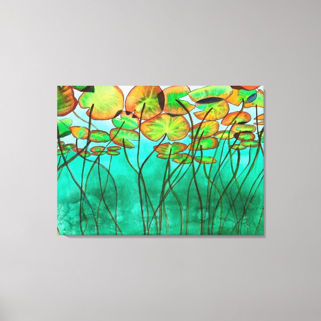 serene green pond with lilypads canvas print (Front)