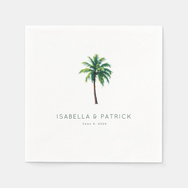 Serene Green Tropical Palm Tree Napkins (Front)