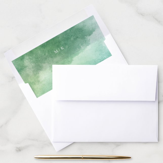Serene Green Watercolor Gradient Envelope Liner (Desk)