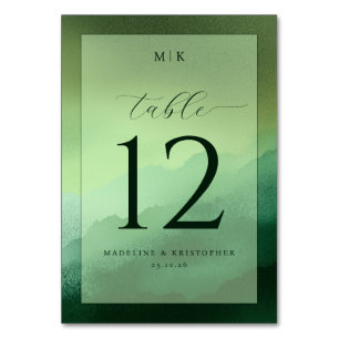 Serene Green Watercolor Wedding Table Card