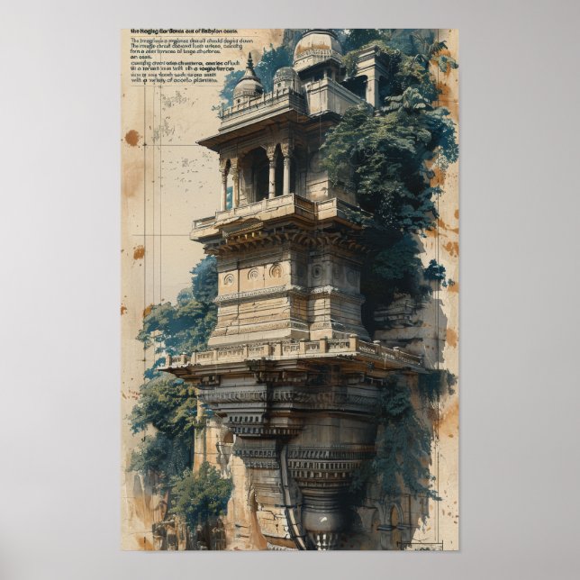 Serene Hanging Garden Sketch Poster (Front)