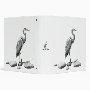 Serene Heron Among Stones 3 Ring Binder