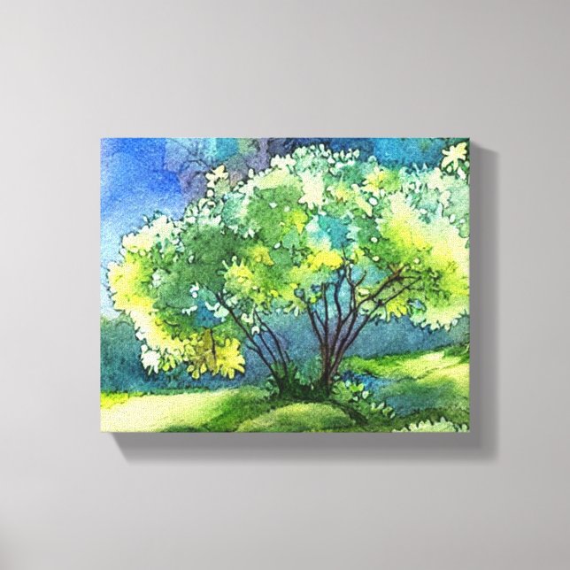  Serene Hillside Watercolor Canvas Print (Front)
