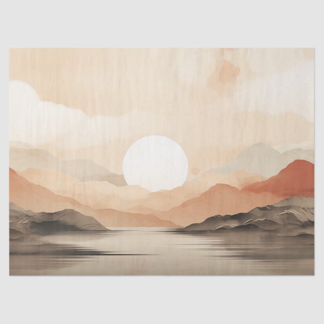 Serene Horizon Japandi Nature Decoupage Tissue Paper (Front)