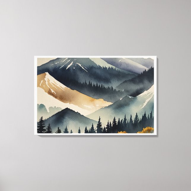 Serene Japanese Mountain Landscape Canvas Print (Front)