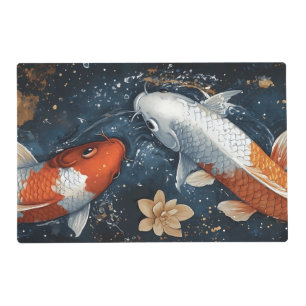 Serene Koi Fish with Lotus Flowers Placemat