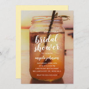 Serene Lake and Mason Jar Bridal Shower Invitation