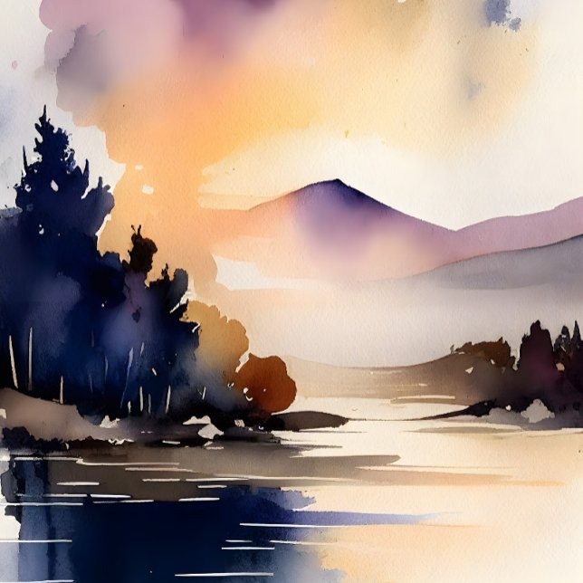 Serene Lake and Mountain Sunrise Digital Art Print (Creator Uploaded)