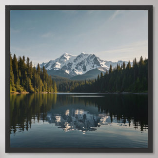 Serene Lake and Snow-Capped Mountains Framed Art
