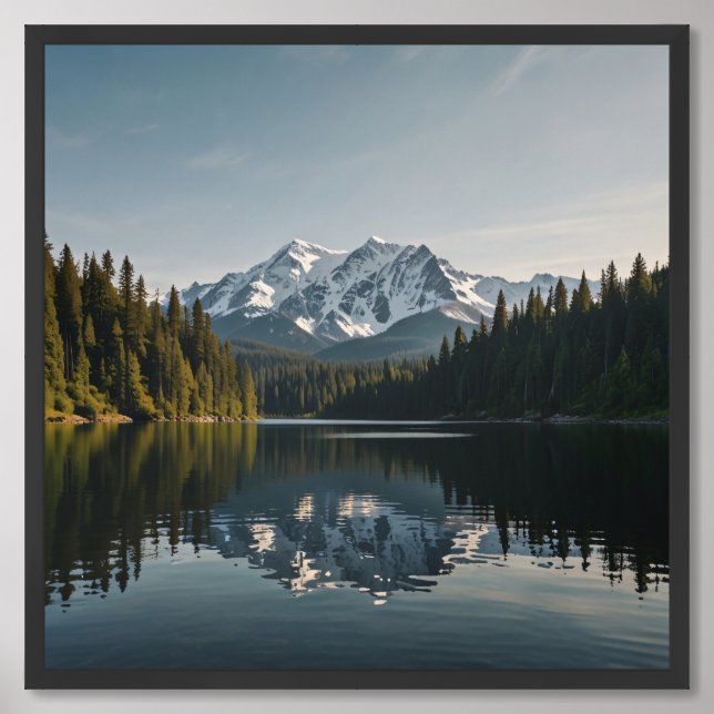 Serene Lake and Snow-Capped Mountains Framed Art (Framed Front)