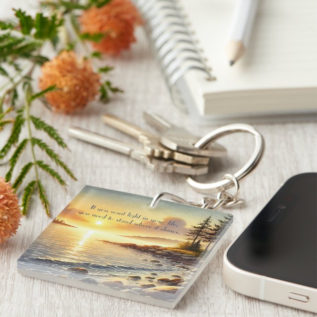 Serene Lake & Quote	 Keychain (Front Right)