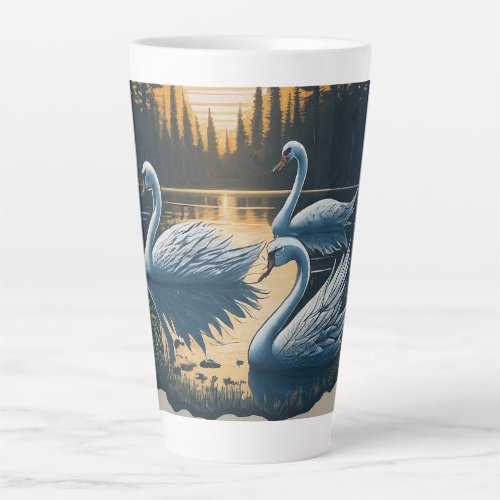  Serene Lake Swans Latte Mug