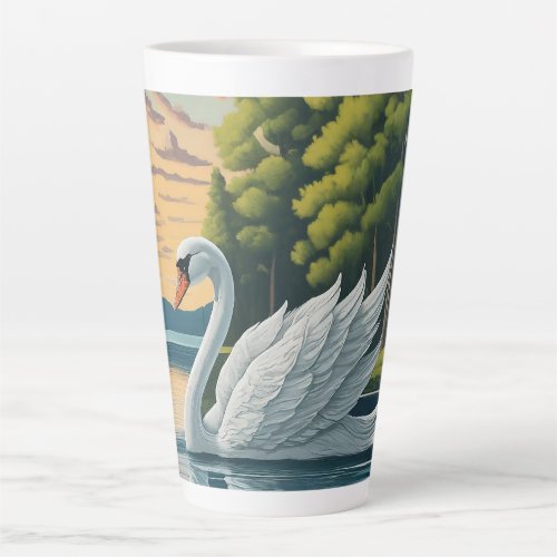 Serene Lake Swans Latte Mug