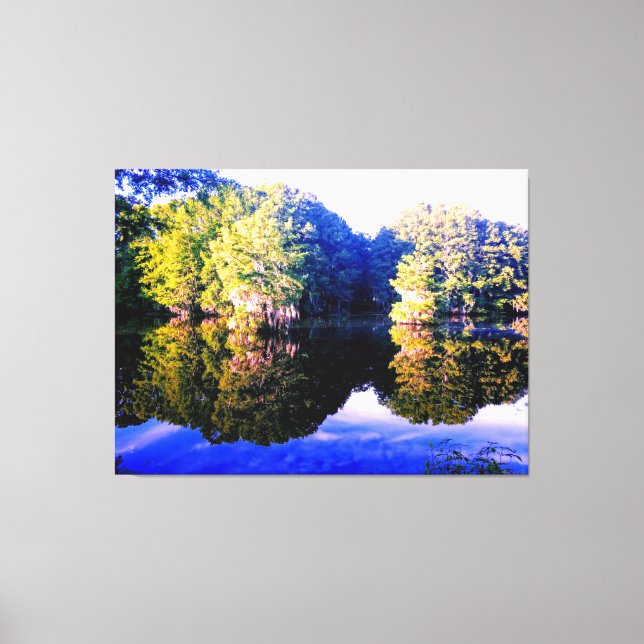 Serene Lake with Tree Reflections Canvas Print (Front)