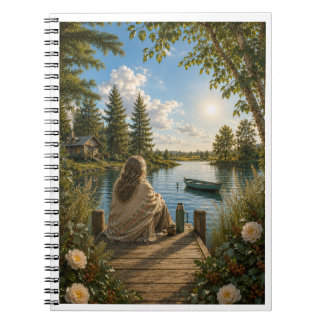 Serene Lakeside Notebook | Peaceful Nature & Cotta