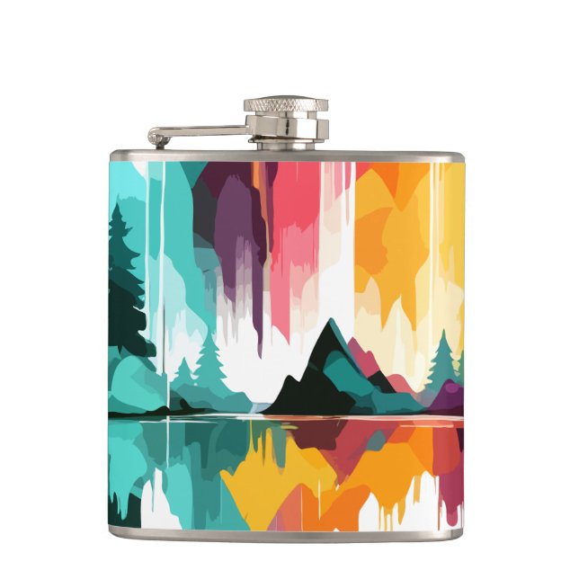 Serene Landscape Calm Tranquil Nature Mountains Flask (Front)
