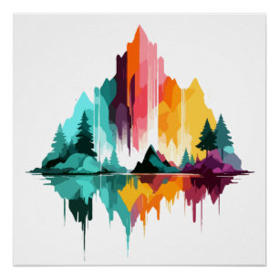 Serene Landscape Calm Tranquil Nature Mountains Poster
