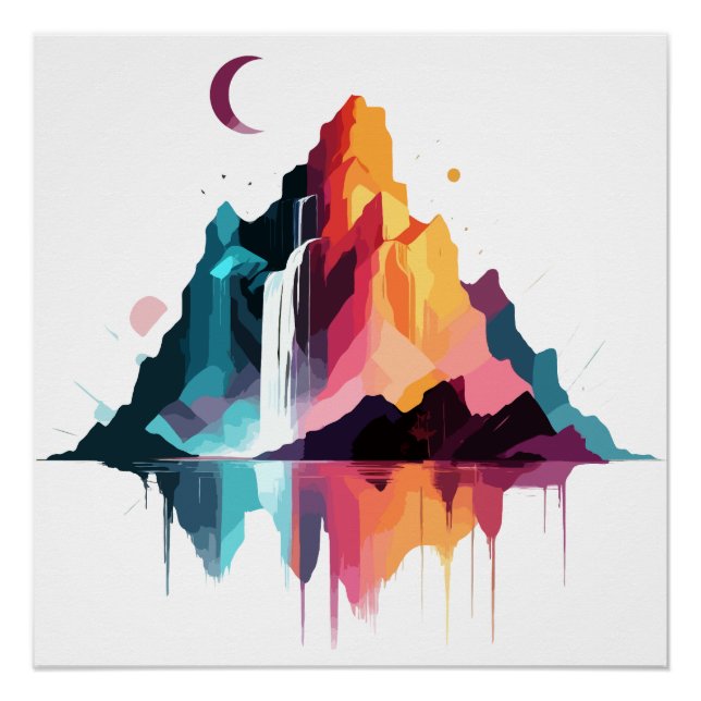 Serene Landscape Calm Tranquil Nature Mountains Poster (Front)