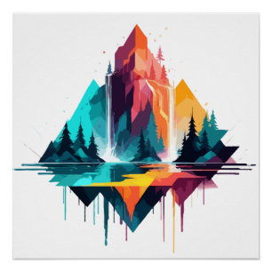 Serene Landscape Calm Tranquil Nature Mountains Poster
