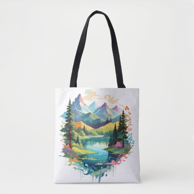 Serene Landscape Calm Tranquil Nature Mountains Tote Bag (Front)