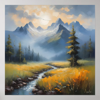 Serene Landscape Painting – Tranquil Nature Poster