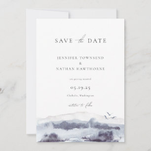 Serene Landscape Watercolor Save The Date Photo Invitation