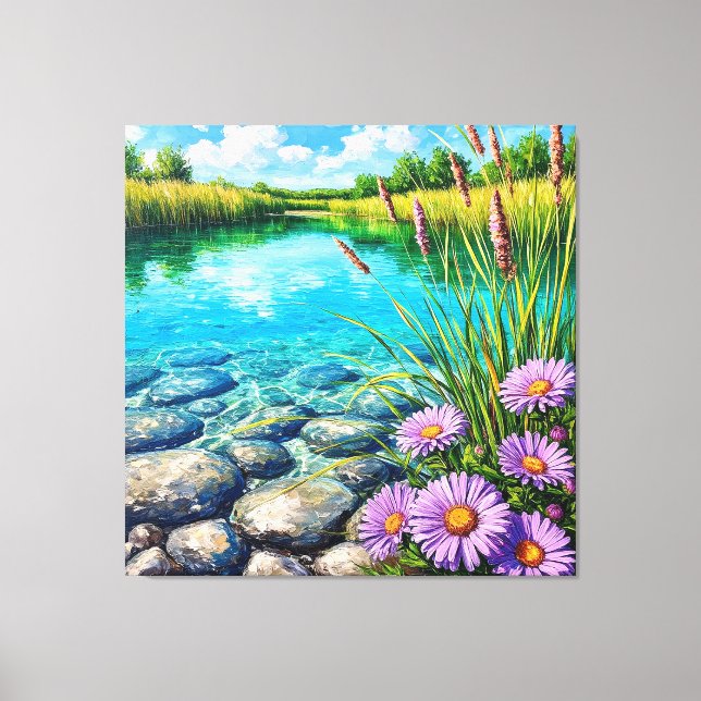 Serene Landscape with Clear Lake Canvas Print (Front)