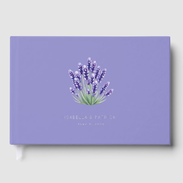 Serene Lavender Botanical Bouquet Foil Guest Book (Front)