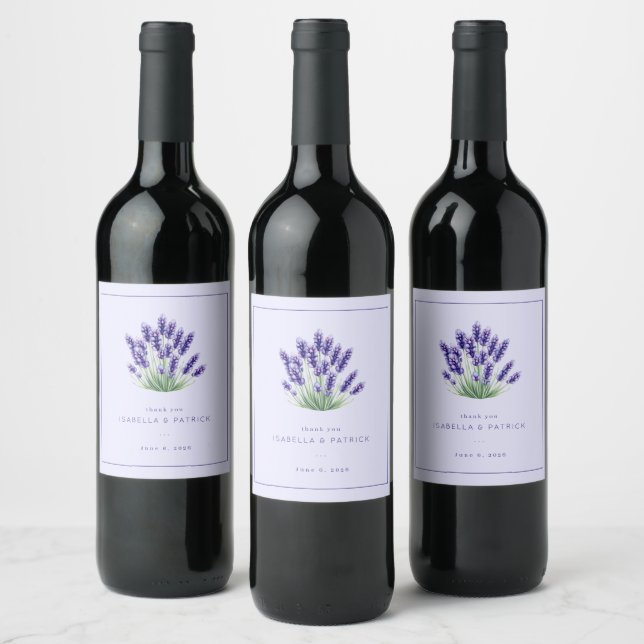 Serene Lavender Floral Minimalist Wine Label (Bottles)