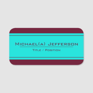 Serene Light Blue Elegant Bordeaux Dark Red Name Tag