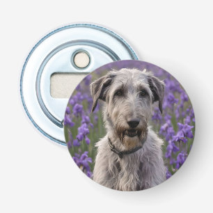 Serene Majesty: Wolfhound In Purple Iris Field, Bottle Opener
