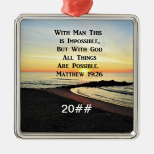 SERENE MATTHEW 19:26 SUNRISE SCRIPTURE METAL ORNAMENT