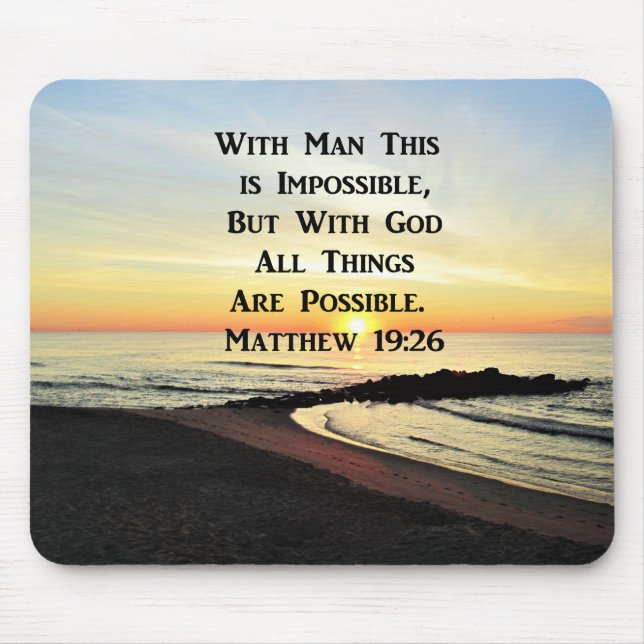 SERENE MATTHEW 19:26 SUNRISE SCRIPTURE MOUSE PAD (Front)