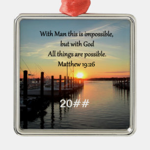 SERENE MATTHEW 19:26 SUNSET PHOTO DESIGN METAL ORNAMENT