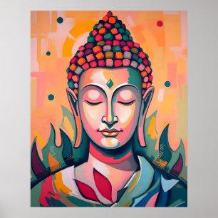 Serene Meditating Buddha Abstract Artwork Poster