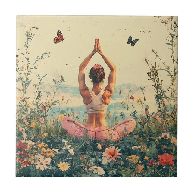 Serene Meditation at Sunrise (3) Ceramic Tile (Front)
