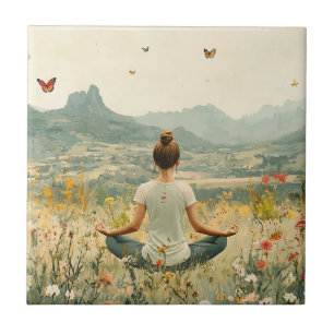 Serene Meditation at Sunrise (6) Ceramic Tile