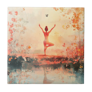 Serene Meditation at Sunrise (7) Ceramic Tile