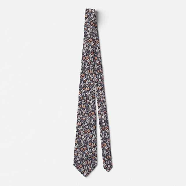 Serene Midnight Butterflies Neck Tie (Front)