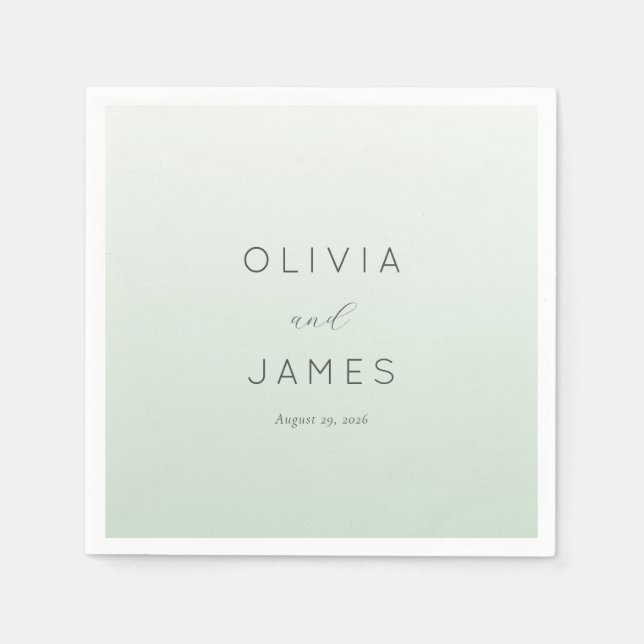 Serene Mint Minimalist Typographic Napkins (Front)