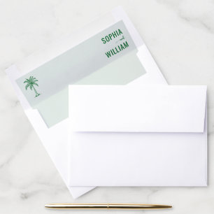 Serene Mint Palm Tree Envelope Liner