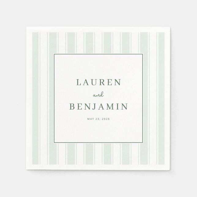 Serene Mint Striped Elegancy Napkins (Front)
