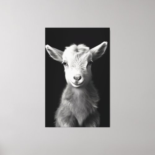 Serene Monochromatic Baby Goat Portrait Canvas Print