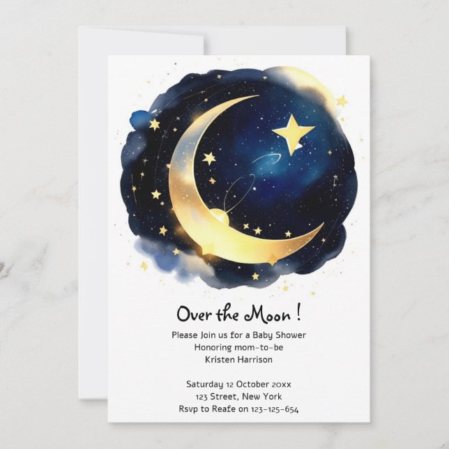 Serene Moon and Stars Delight Boy Baby Shower Invitation (Front)