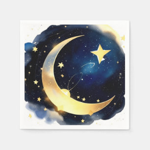 Serene Moon and Stars Delight Boy Baby Shower Napkins